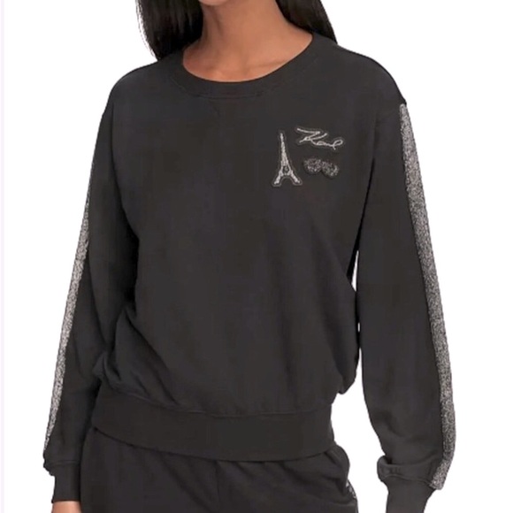 Karl Lagerfeld black crew neck- Size M - Picture 1 of 8